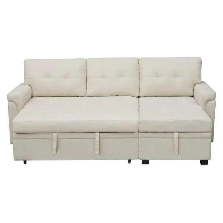 Canapé d'angle réversible convertible avec lit gigogne, méridienne de rangement et pieds durables