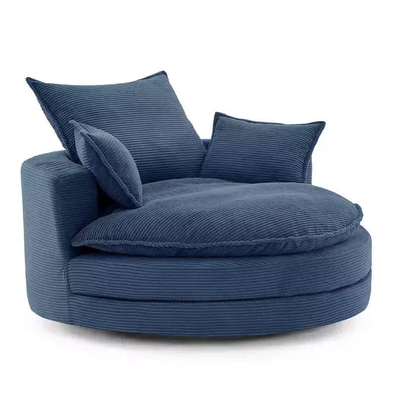 Fauteuil d'appoint pivotant à 360°, Fauteuil pivotant rond en forme de baril avec coussin pour salon