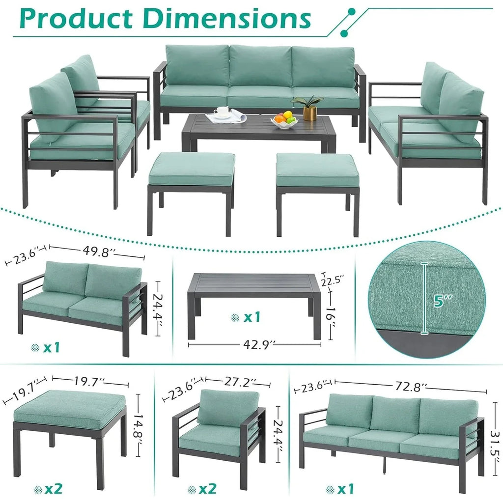 AECOJOY Ensemble de 7 Meubles de Jardin en Aluminium pour Extérieur