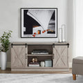 Farmhouse Rustic Wooden 60 TV Stand with Storage Console Cabinet, Sliding Barn Doors Entertainment Center