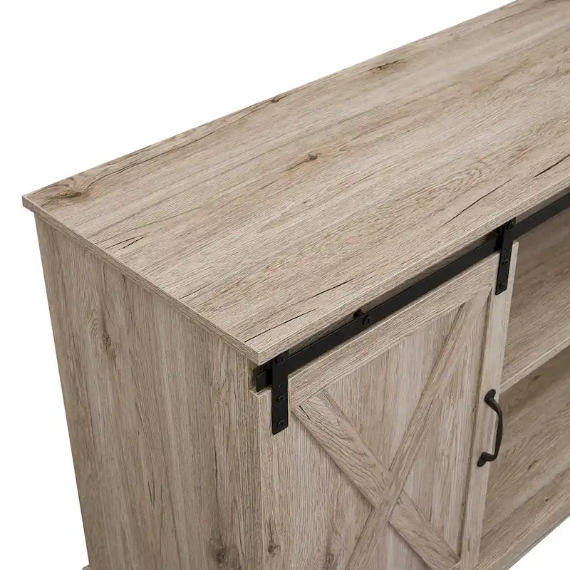 Meuble TV rustique en bois de ferme de 60 pouces avec console de rangement, meuble de divertissement avec portes coulissantes de style grange