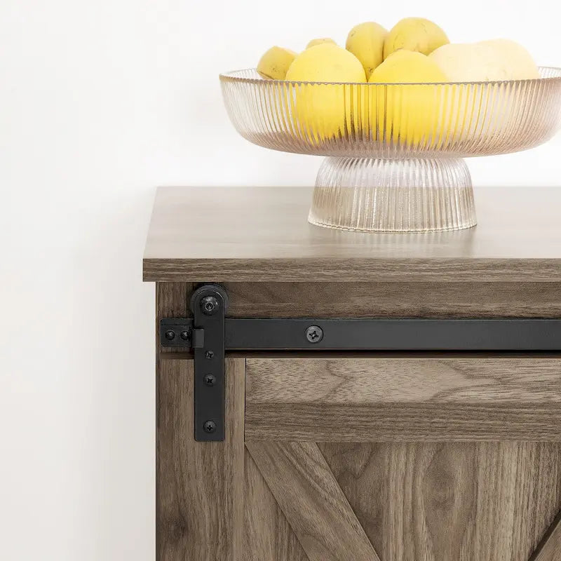 Meuble TV rustique en bois de ferme de 60 pouces avec console de rangement, meuble de divertissement avec portes coulissantes de style grange