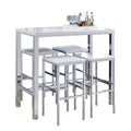 Ensemble de salle à manger 5 pièces, hauteur bar, blanc et chrome