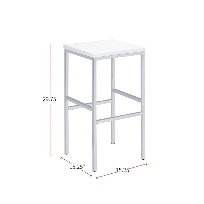 Ensemble de salle à manger 5 pièces, hauteur bar, blanc et chrome