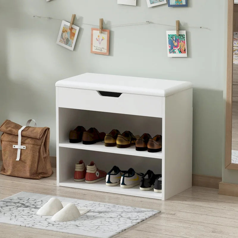 Banc de rangement pour chaussures 24W avec coussin éponge, siège de salon, meuble à chaussures