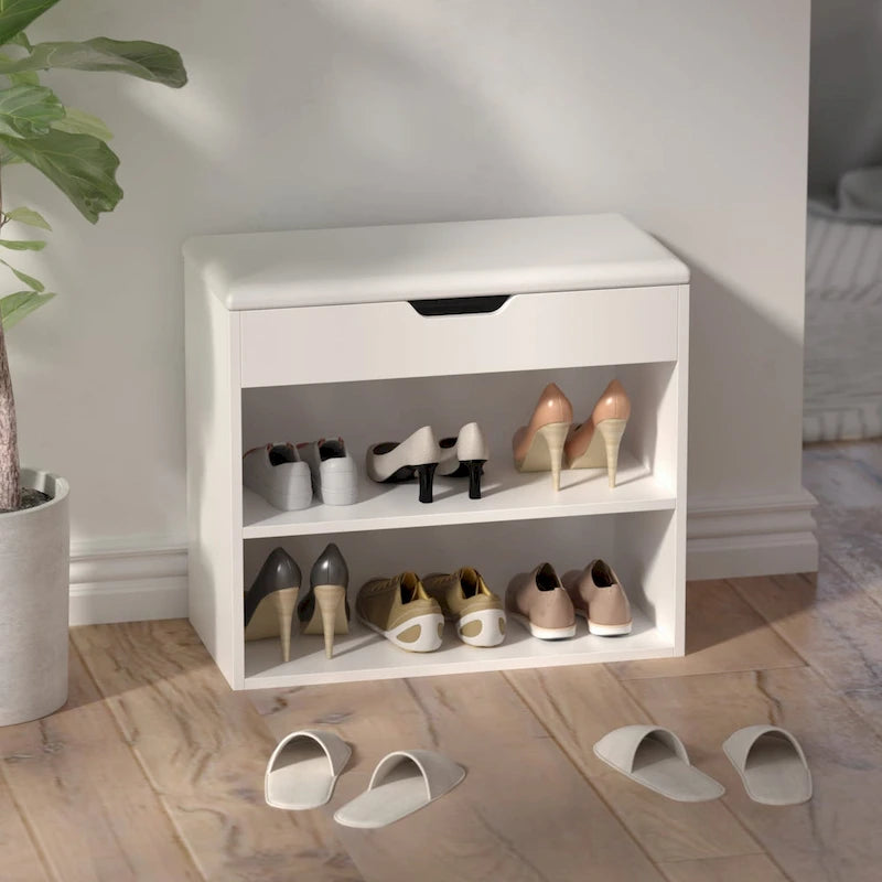 Banc de rangement pour chaussures 24W avec coussin éponge, siège de salon, meuble à chaussures