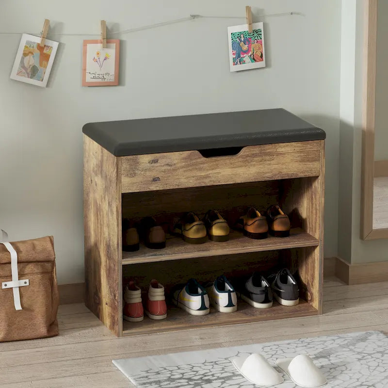 Banc de rangement pour chaussures 24W avec coussin éponge, siège de salon, meuble à chaussures