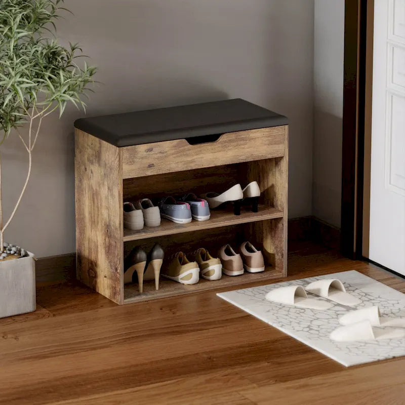 Banc de rangement pour chaussures 24W avec coussin éponge, siège de salon, meuble à chaussures