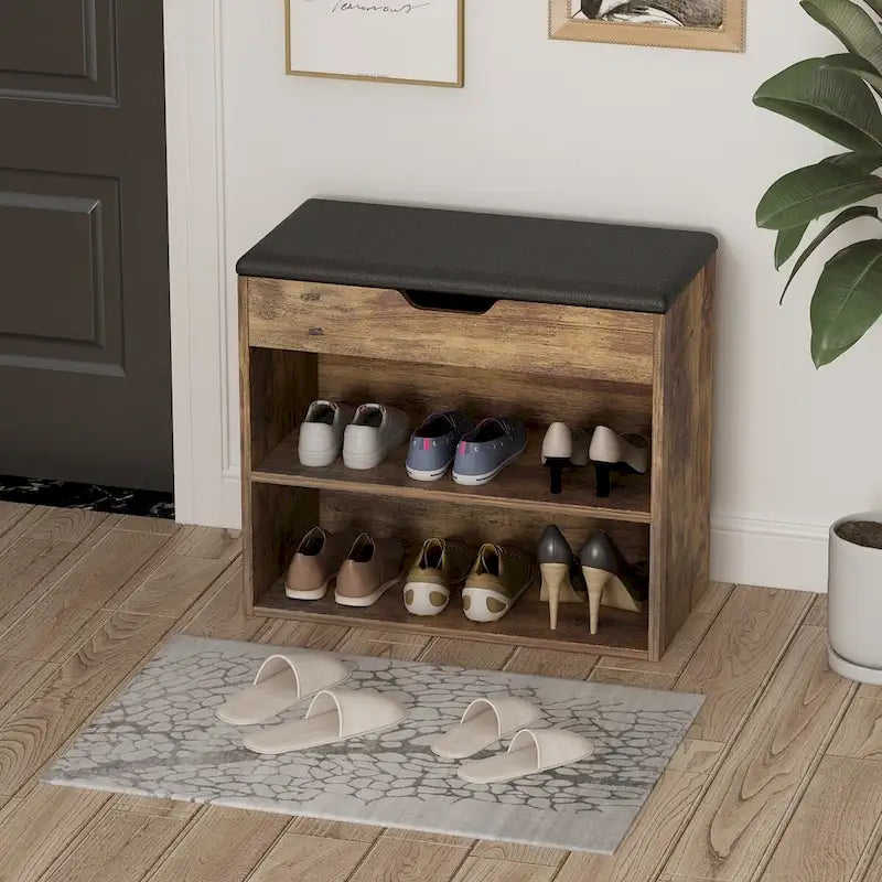 Banc de rangement pour chaussures 24W avec coussin éponge, siège de salon, meuble à chaussures
