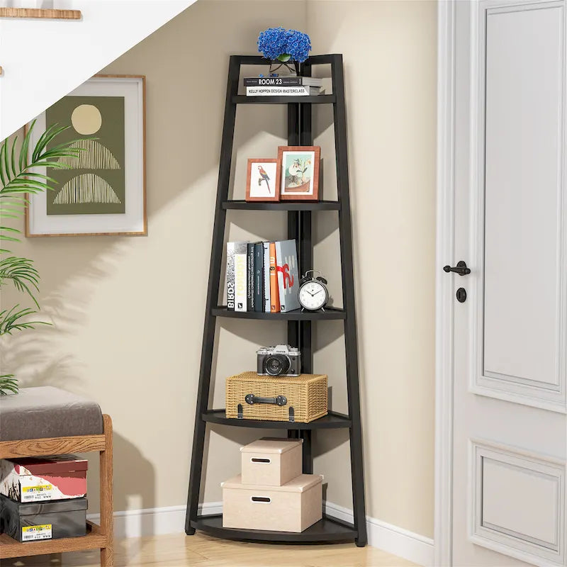 Étagère d'angle haute à 5 niveaux, étagère de salle de bain, étagère d'angle et bibliothèque de 178 cm - S/O