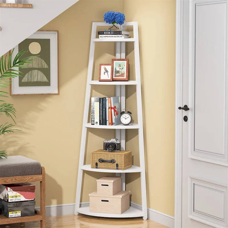 Étagère d'angle haute à 5 niveaux, étagère de salle de bain, étagère d'angle et bibliothèque de 178 cm - S/O