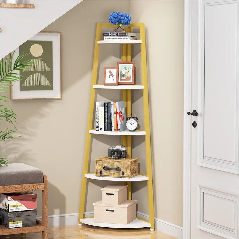 Étagère d'angle haute à 5 niveaux, étagère de salle de bain, étagère d'angle et bibliothèque de 178 cm - S/O