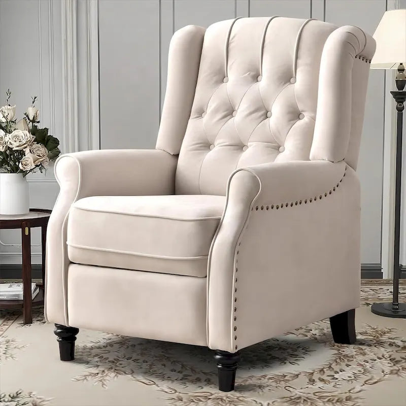 Fauteuil inclinable, Fauteuil inclinable en tissu avec décoration rivetée, Fauteuil d'appoint individuel