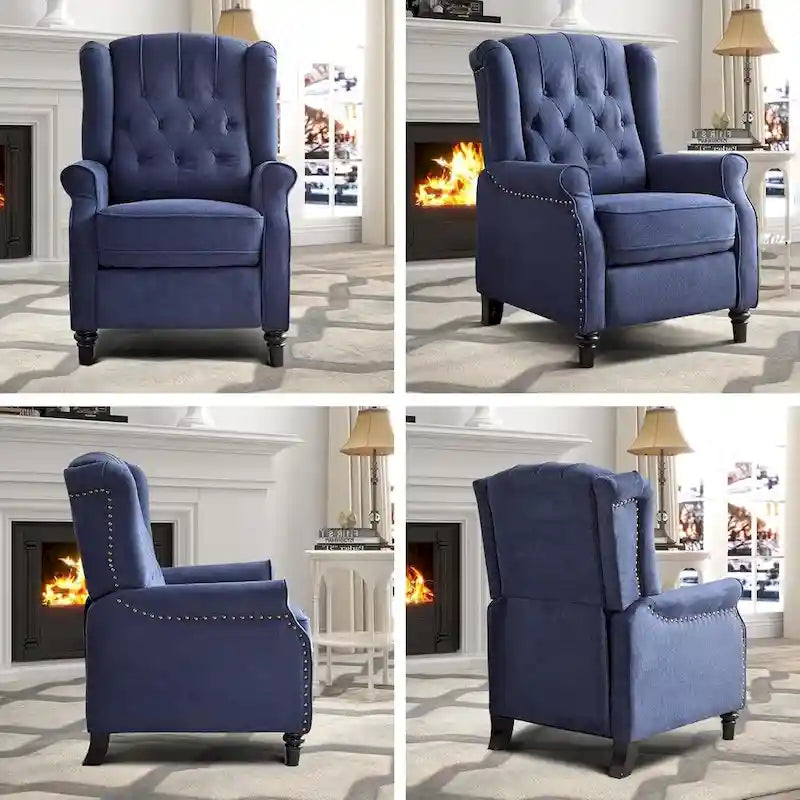 Fauteuil inclinable, Fauteuil inclinable en tissu avec décoration rivetée, Fauteuil d'appoint individuel