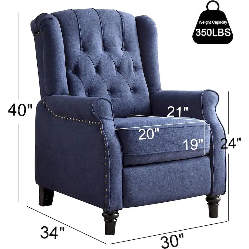 Fauteuil inclinable, Fauteuil inclinable en tissu avec décoration rivetée, Fauteuil d'appoint individuel