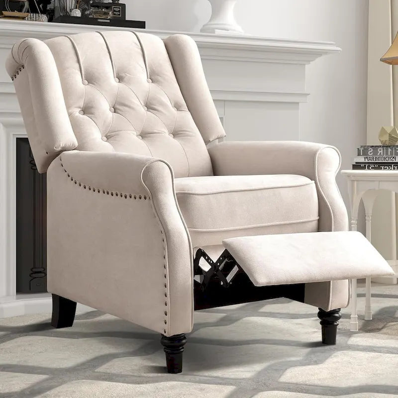 Fauteuil inclinable, Fauteuil inclinable en tissu avec décoration rivetée, Fauteuil d'appoint individuel