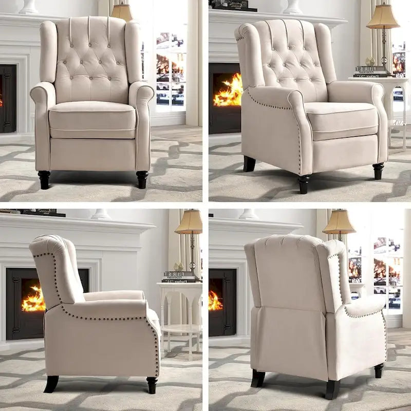 Fauteuil inclinable, Fauteuil inclinable en tissu avec décoration rivetée, Fauteuil d'appoint individuel