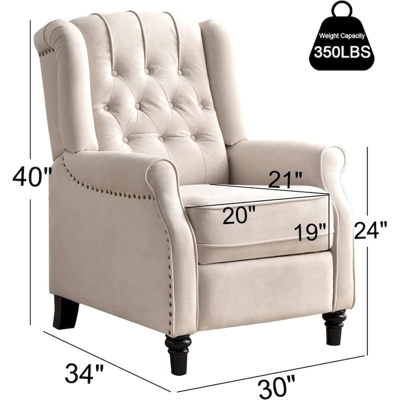 Fauteuil inclinable, Fauteuil inclinable en tissu avec décoration rivetée, Fauteuil d'appoint individuel
