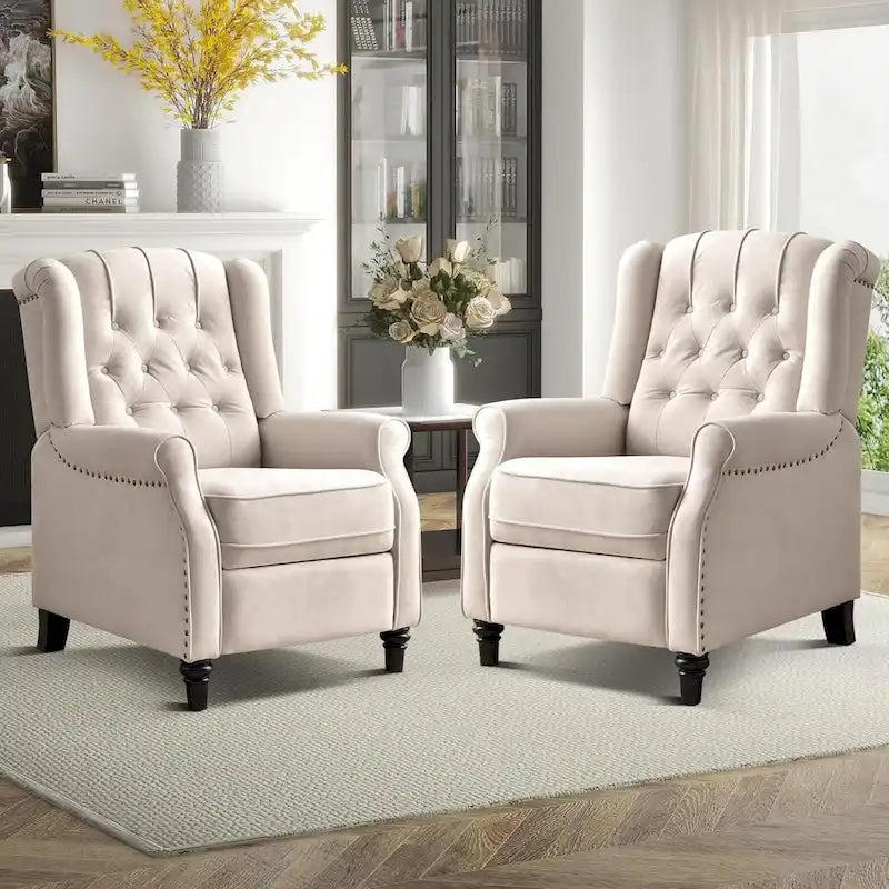 Fauteuil inclinable, Fauteuil inclinable en tissu avec décoration rivetée, Fauteuil d'appoint individuel