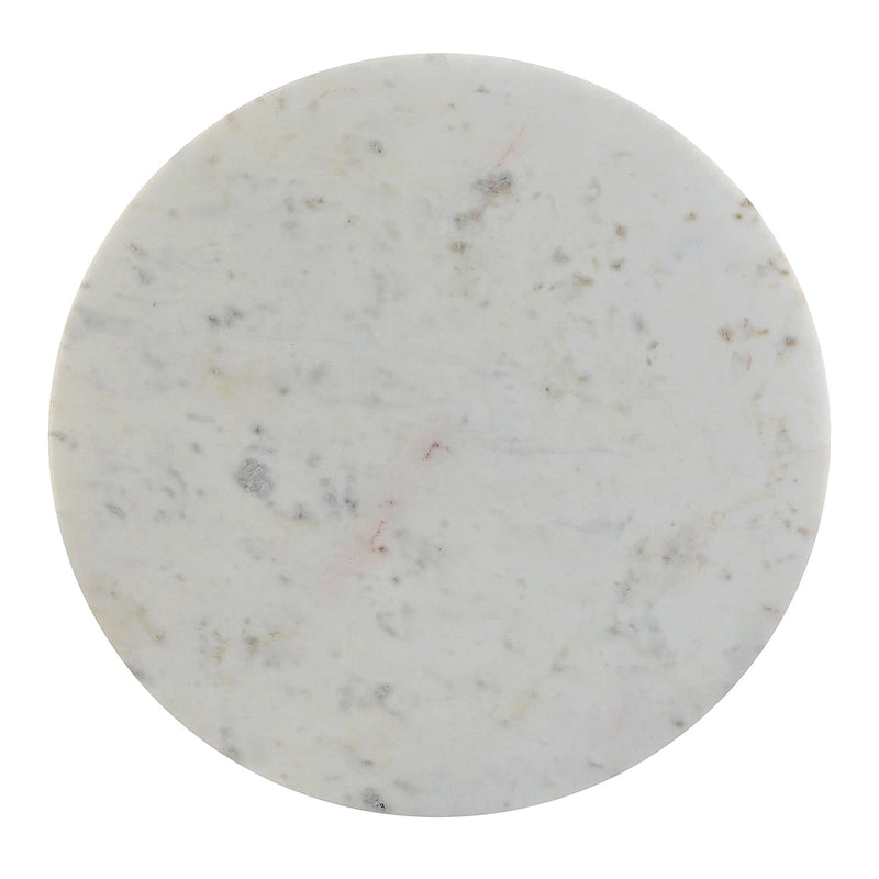 Table basse ronde Ivy de 30 pouces avec plateau en marbre et cadre en métal, blanc et noir