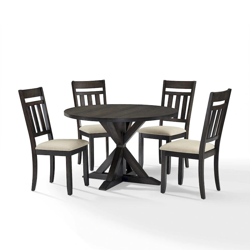 Crosley Hayden Ensemble de salle à manger rond 5 pièces Table ardoise, 4 chaises