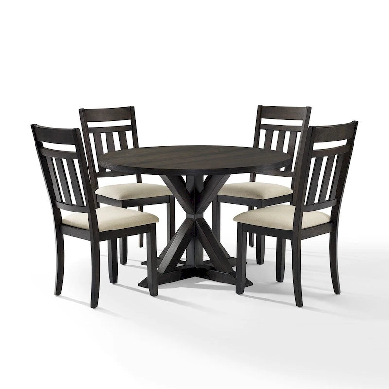 Crosley Hayden Ensemble de salle à manger rond 5 pièces Table ardoise, 4 chaises