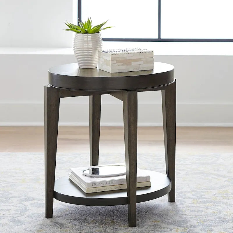 Table d'appoint ovale Penton Espresso Stone