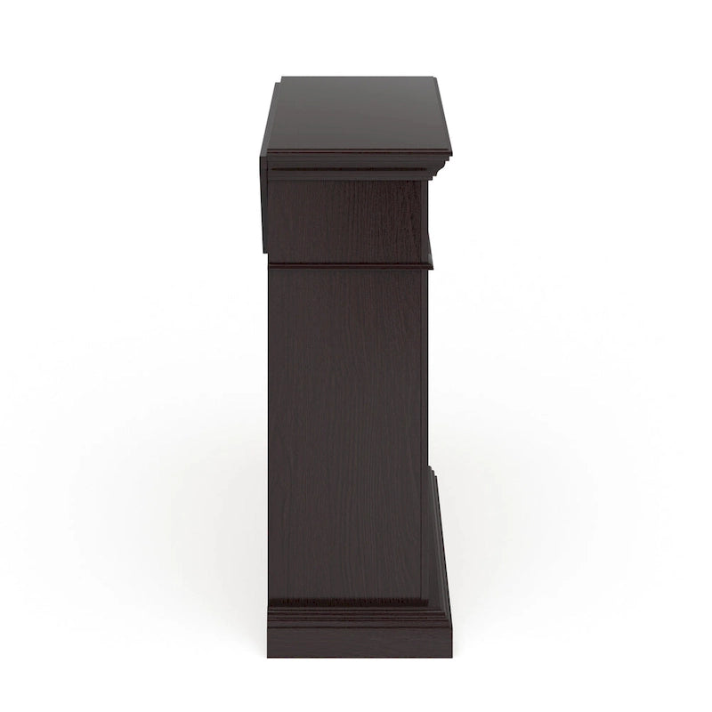 Cheminée électrique d'angle convertible avec meuble média et manteau en fausse pierre SEI Furniture Ebony