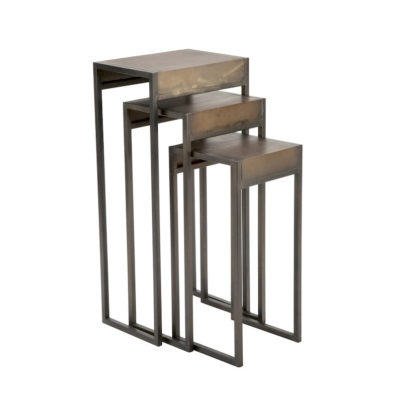Tables gigognes en métal, lot de 3