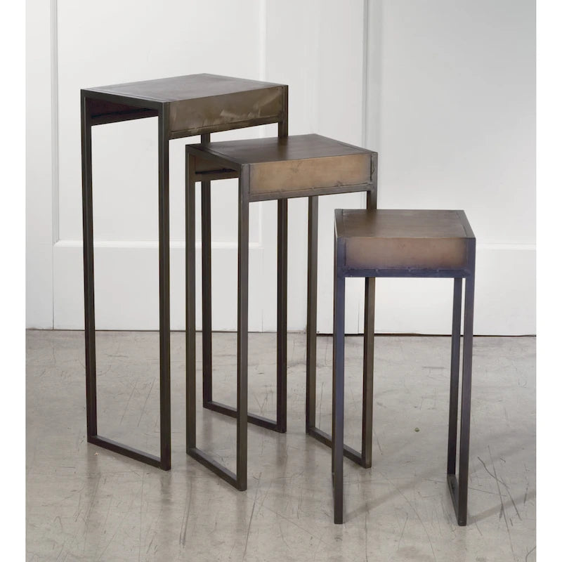 Tables gigognes en métal, lot de 3