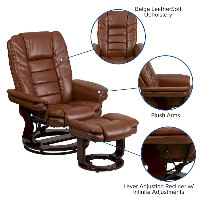 Fauteuil inclinable contemporain en similicuir LeatherSoft