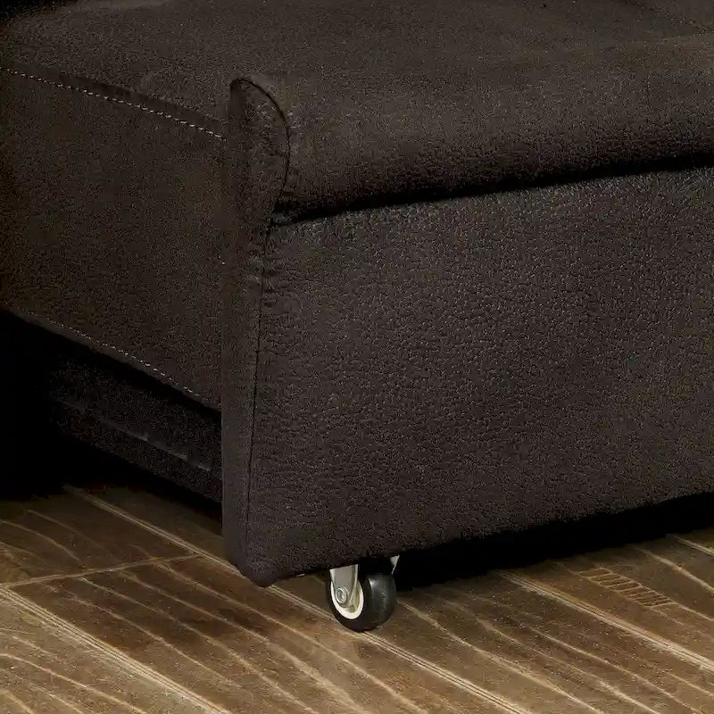 Canapé-lit futon de rangement touffeté en tissu marron Kore Transitional par Furniture of America