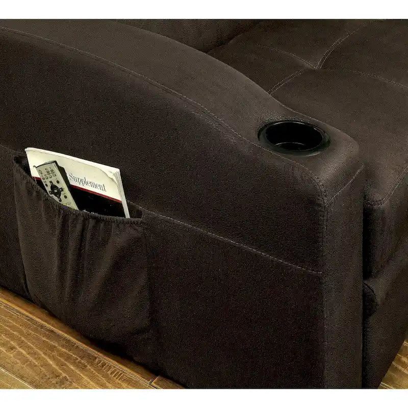 Canapé-lit futon de rangement touffeté en tissu marron Kore Transitional par Furniture of America