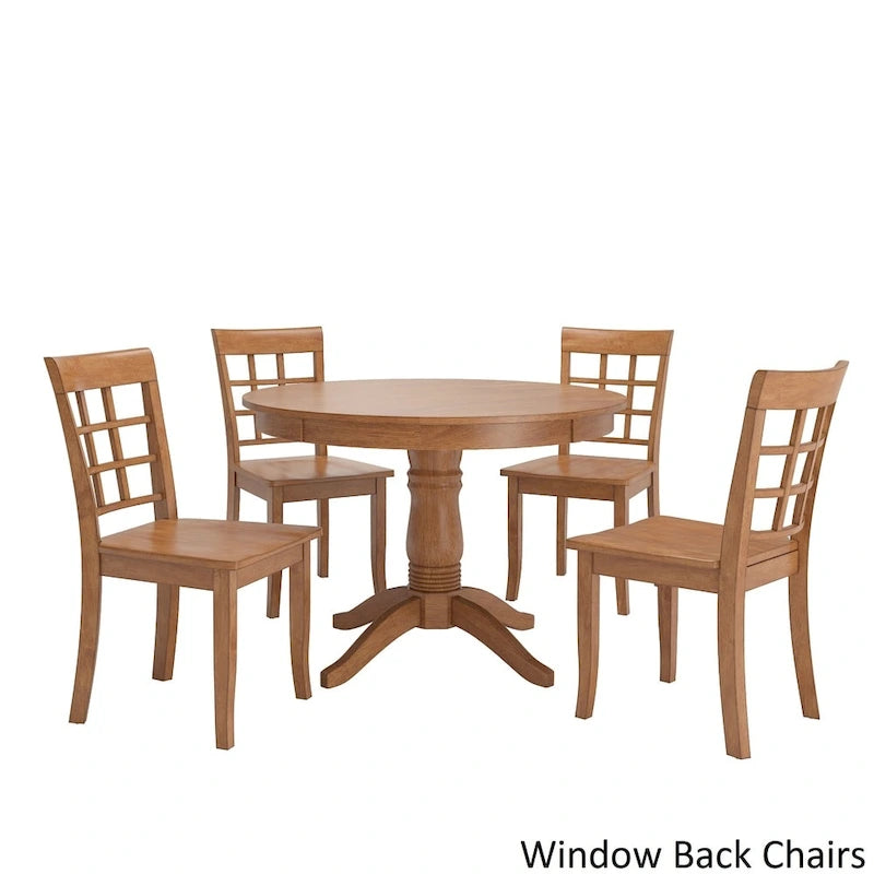 Ensemble de salle à manger 5 pièces Wilmington II avec base ronde à piédestal, finition chêne par iNSPIRE Q Classic