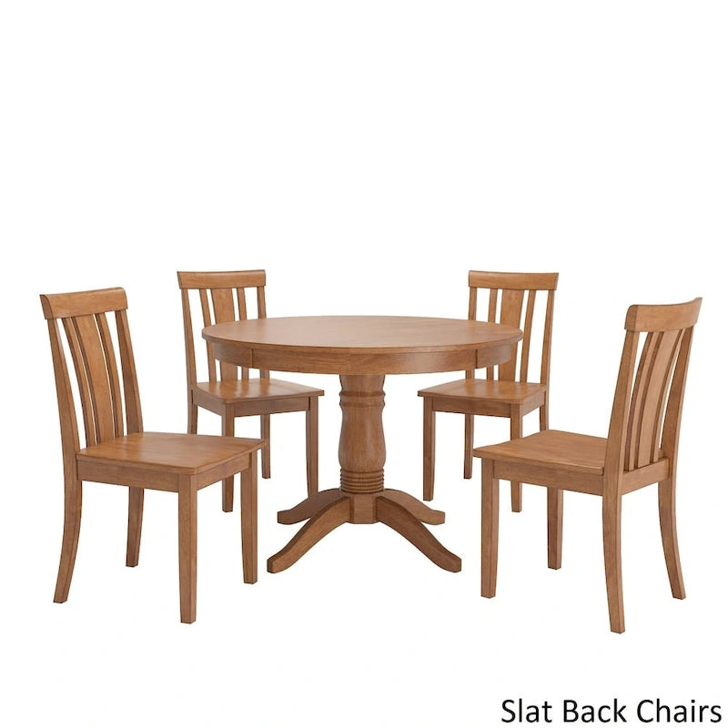 Ensemble de salle à manger 5 pièces Wilmington II avec base ronde à piédestal, finition chêne par iNSPIRE Q Classic
