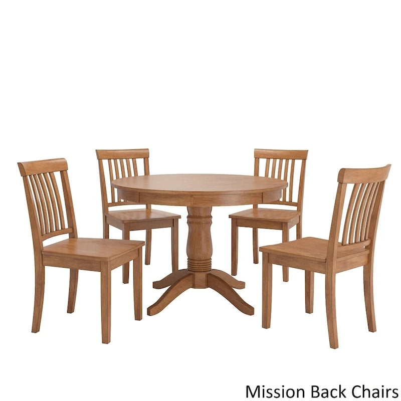 Ensemble de salle à manger 5 pièces Wilmington II avec base ronde à piédestal, finition chêne par iNSPIRE Q Classic