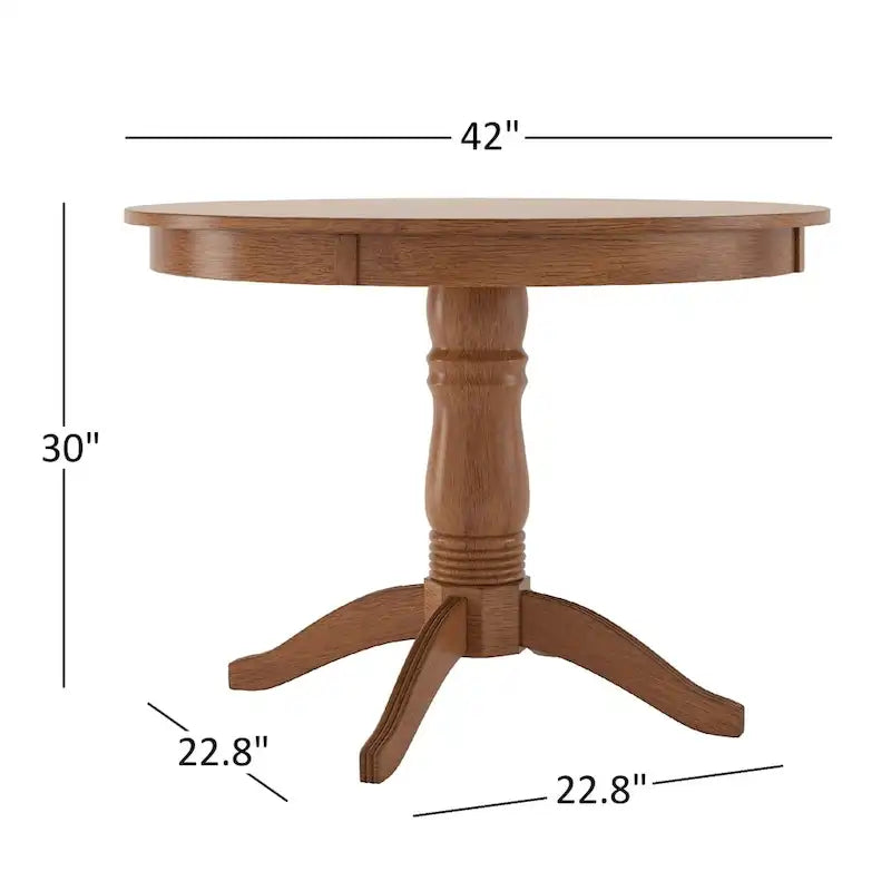Ensemble de salle à manger 5 pièces Wilmington II avec base ronde à piédestal, finition chêne par iNSPIRE Q Classic