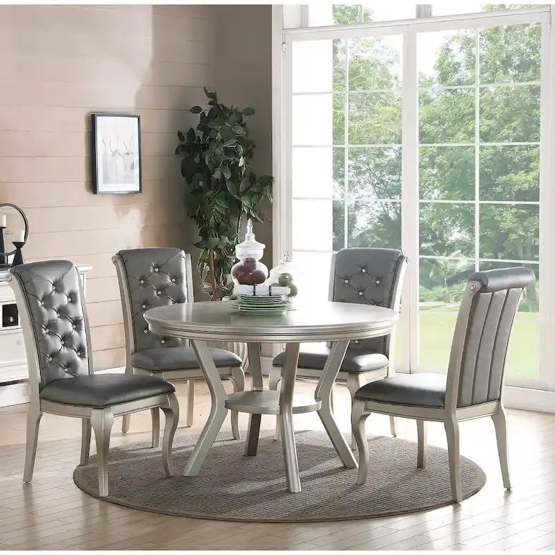 Table de salle à manger en argent vieilli