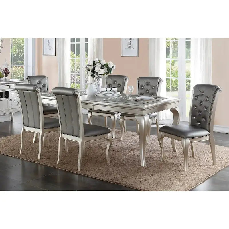 Table de salle à manger en argent vieilli