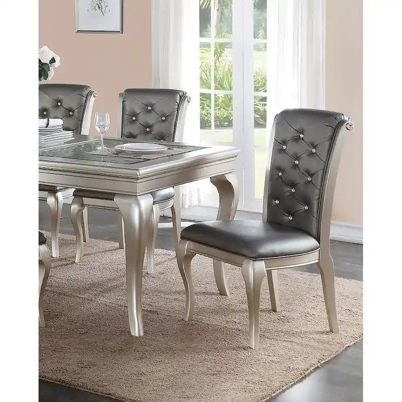 Table de salle à manger en argent vieilli