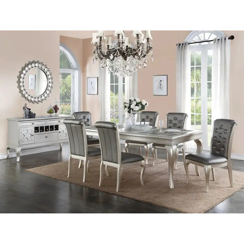 Table de salle à manger en argent vieilli
