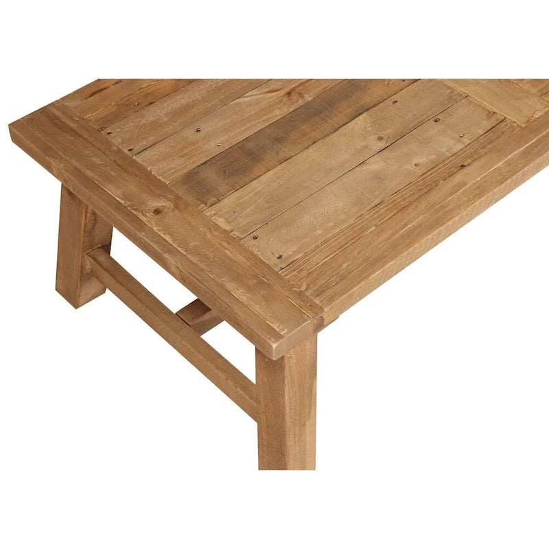 Table basse en pin avec piétement tréteau renforcé, marron