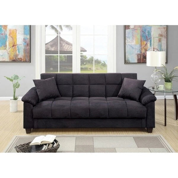 Canapé ajustable en microfibre avec 2 coussins, gris ébène