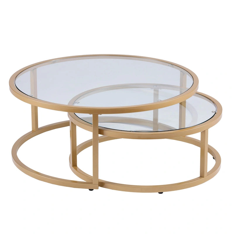 Tables basses gigognes rondes dorées SEI Furniture Grant – Lot de 2