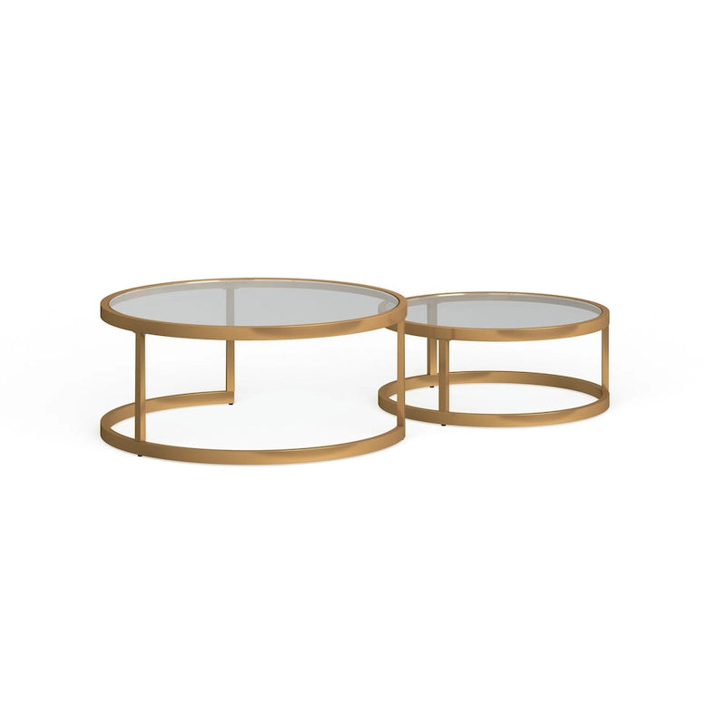 Tables basses gigognes rondes dorées SEI Furniture Grant – Lot de 2