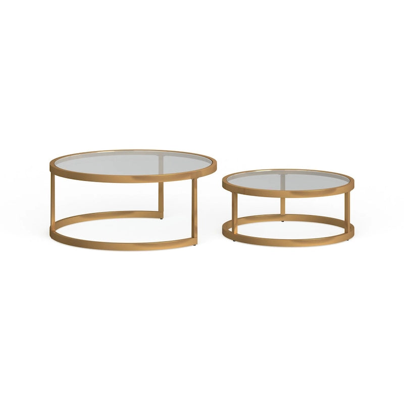 Tables basses gigognes rondes dorées SEI Furniture Grant – Lot de 2