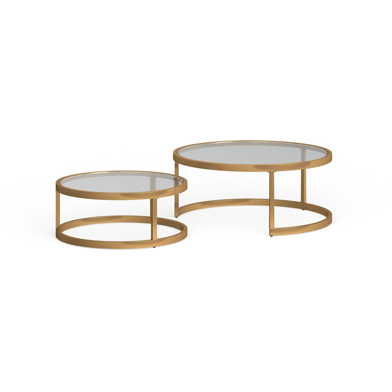 Tables basses gigognes rondes dorées SEI Furniture Grant – Lot de 2