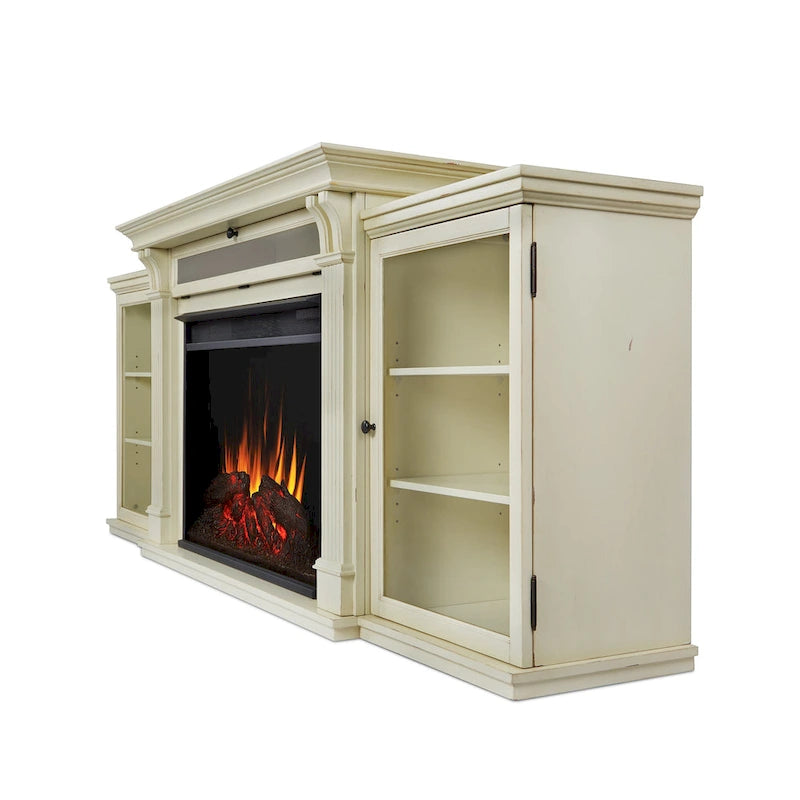 Meuble TV avec cheminée électrique Tracey 84 blanc vieilli de Real Flame