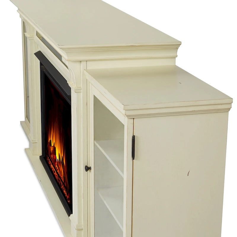 Meuble TV avec cheminée électrique Tracey 84 blanc vieilli de Real Flame