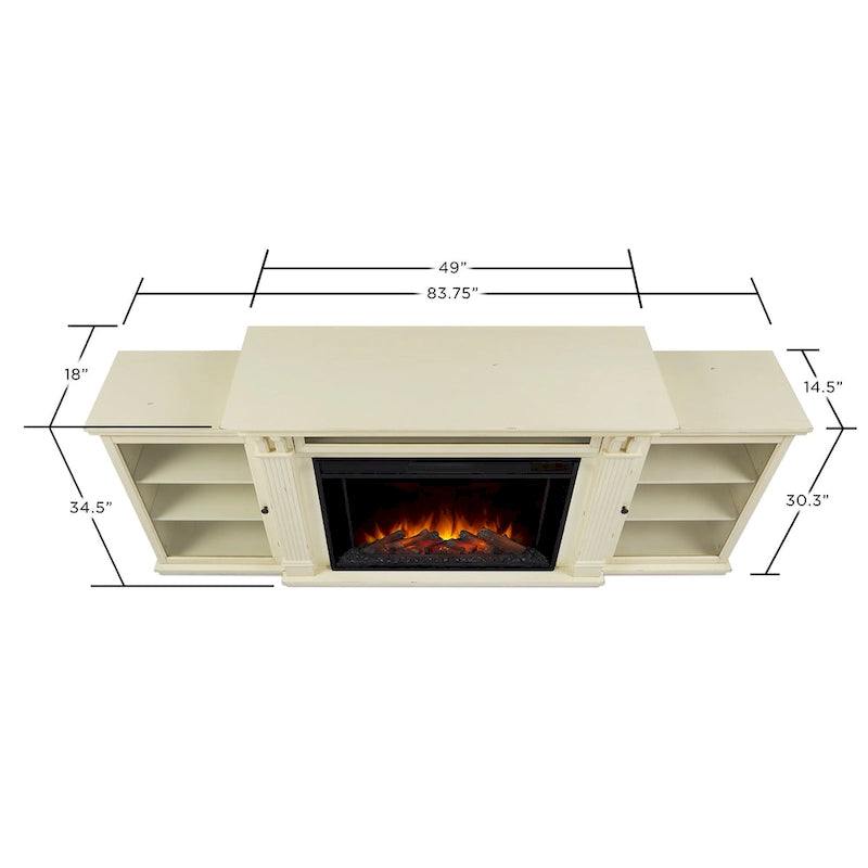 Meuble TV avec cheminée électrique Tracey 84 blanc vieilli de Real Flame